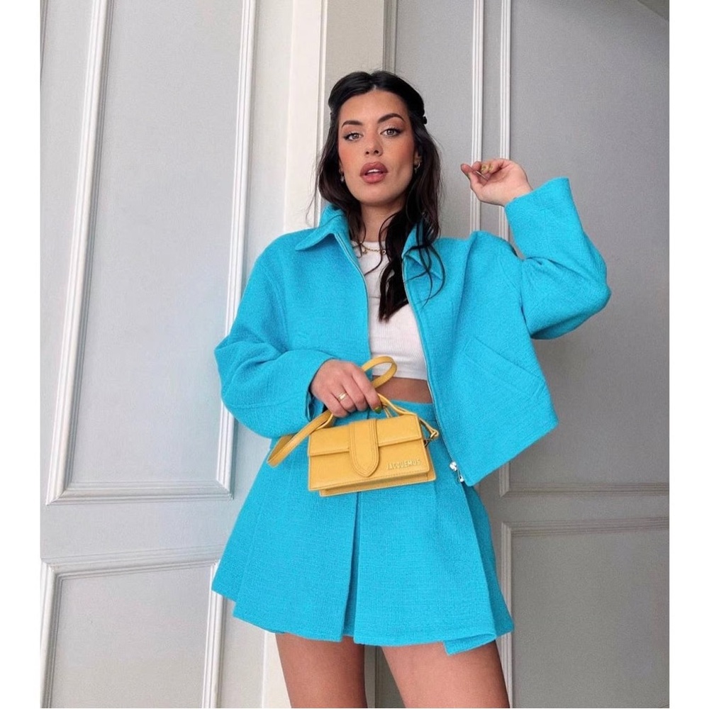 Zara | Collared Cropped Bomber Jacket